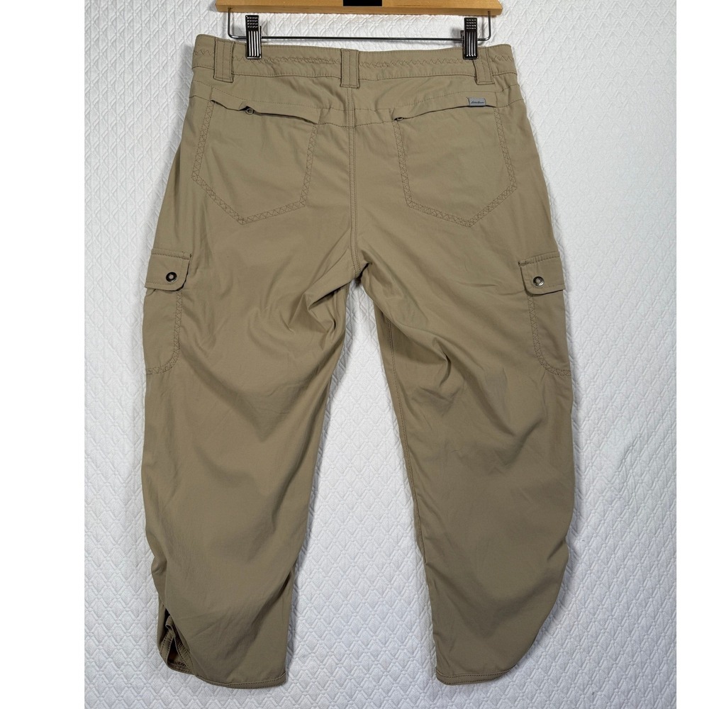 Eddie Bauer Travex Horizon Cargo Capri Pants Womens 4 Khaki Tan Stretch 5524 - Picture 2 of 9